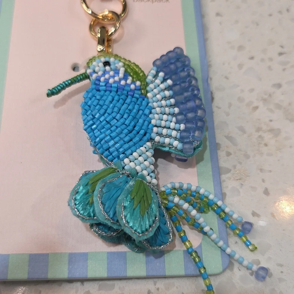 💙▪️Piper k ▪️Blue UK Exclusive Beaded Humming Bird Keychain Or Bag Charm
